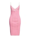 CORMIO CORMIO WOMAN MIDI DRESS PINK SIZE 4 COTTON, VISCOSE, POLYAMIDE, METAL