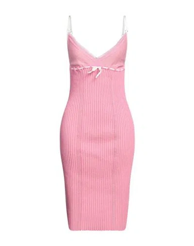 Cormio Woman Midi Dress Pink Size 2 Cotton, Viscose, Polyamide, Metal
