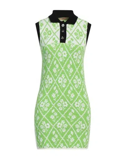 Cormio Woman Mini Dress Acid Green Size M Cotton, Polyamide