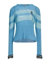 Cormio Olaf Viscose Sweater With Stripes In Blue