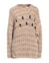 Cormio Oversize Knitwear Crew Neck Diamond Pattern In Neutral