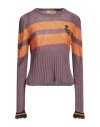 Cormio Olaf Viscose Sweater With Stripes In Purple