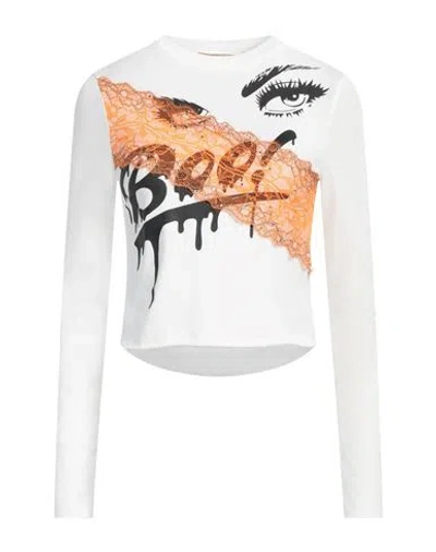 Cormio Woman T-shirt White Size 6 Cotton, Polyamide, Viscose