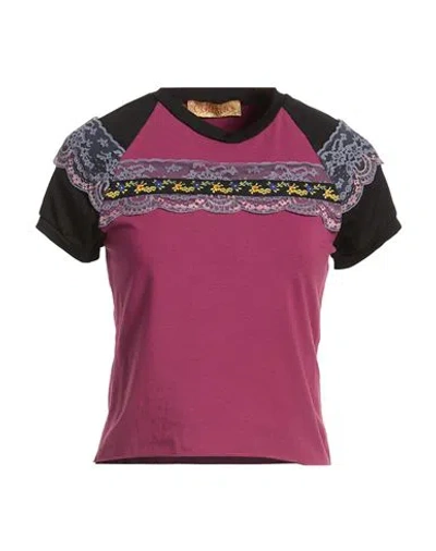 Cormio Woman T-shirt Plum Size 6 Cotton, Polyamide, Viscose In Brown