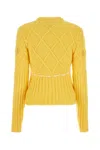 Cormio Crew-neck Wool Blend Sweater With Floral Embroideries In Yellow