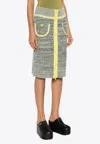 Cormio Yi Floral Embroidery Midi Knitted Skirt In Gray