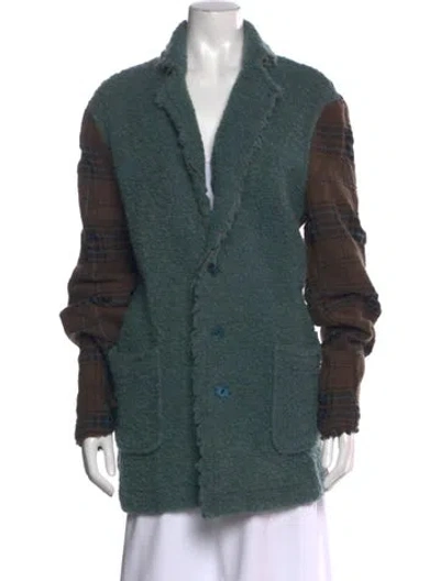 Pre-owned Cornelian Taurus By Daisuke Iwanaga Wool Plaid Print Sweater In Green