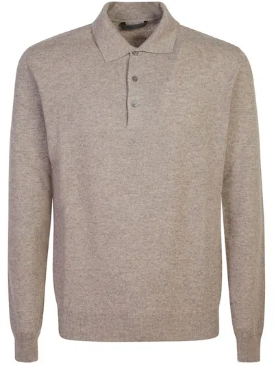 Corneliani 120's Wool Polo Shirt In Beige