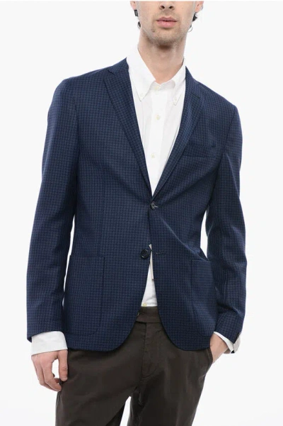 Corneliani 17,25 Microns Houndstooth Wool Gate Blazer In Multi