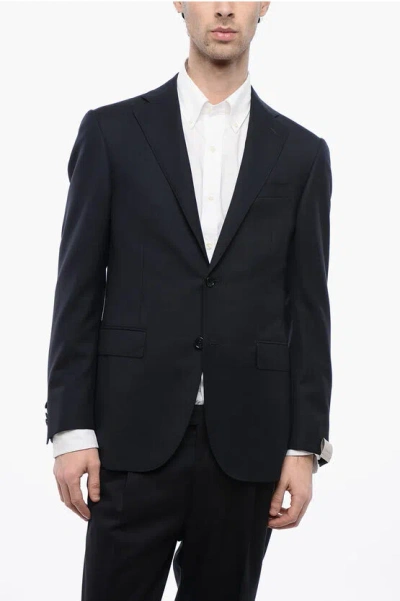 Corneliani 2 Button Academy Pure Virgin Wool Blazer In Blue