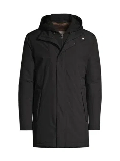 Pre-owned Corneliani 288418 Men's Black Hooded Zip-up Jacket Tech Car Coat Size 42r Us