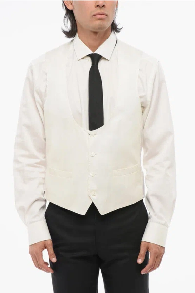 Corneliani 4 Buttons Silk Embroidered Vest With Jetted Pockets