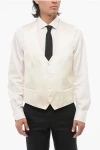 Corneliani 4 Buttons Silk Embroidered Vest With Jetted Pockets
