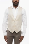 Corneliani 4 Buttons Silk Vest With Jetted Pockets