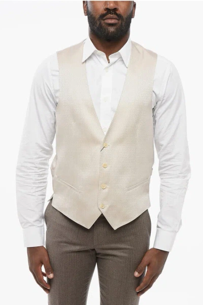 Corneliani 4 Buttons Silk Vest With Jetted Pockets