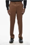 Corneliani 4 Buttons Wool Pants With Scalloped Hem In Brown