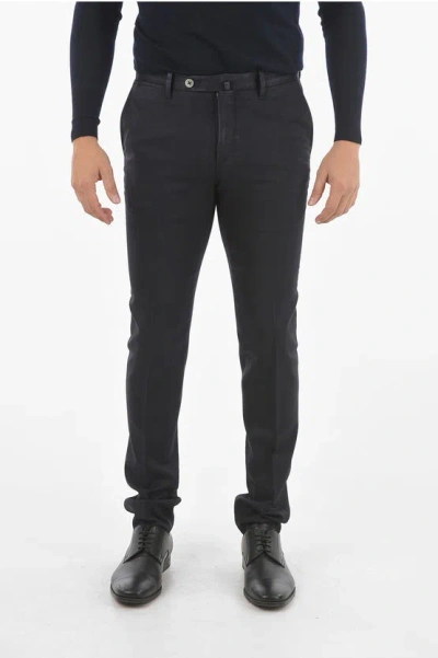 Corneliani 4 Pocket Twill Wool Pants With Belt Loops In Black