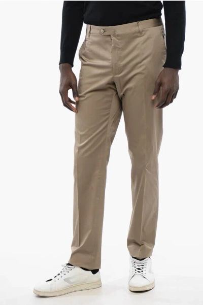 Corneliani 4-pocketed Academy Cotton Blend Pants In Brown