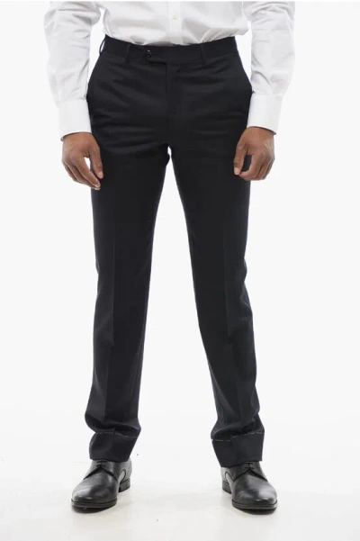 Corneliani Stretch Wool Academy Pants With Pin Check Motif In Black