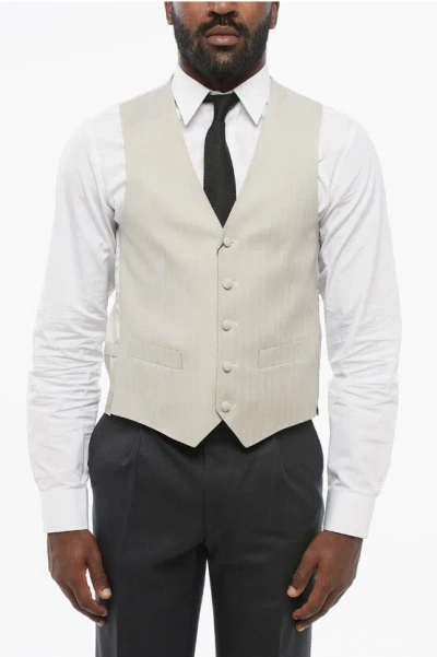 CORNELIANI 5 BUTTONS WOOL VEST WITH JET POCKETS