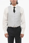 Corneliani 5 Buttons Wool Vest With Jetted Pockets In White
