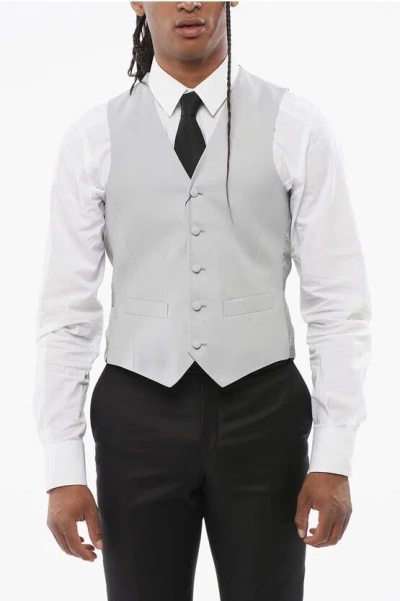 CORNELIANI 5 BUTTONS WOOL VEST WITH JETTED POCKETS