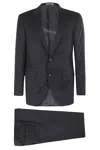 Corneliani Single-breasted Wool Twill Suit With Front Pockets In Blu