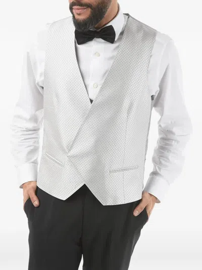 Corneliani Academy Cerimonia Logo-print Waistcoat In Silver