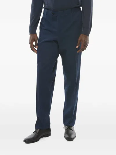 Corneliani Academy Cotton-twill Trousers In Blue