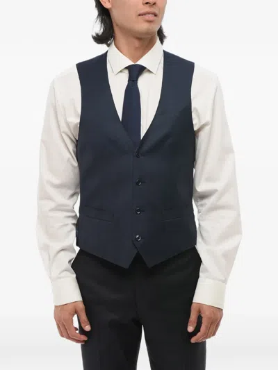 Corneliani Academy Geometric-pattern Waistcoat In Blue