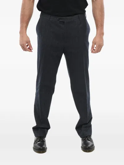 Corneliani Academy Herringbone Trousers In Black