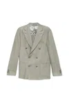 Corneliani Academy Light Double-breasted Patch-pocket Jacket In Gray