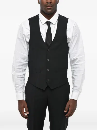 Corneliani Academy Mohair-blend Waistcoat In Black