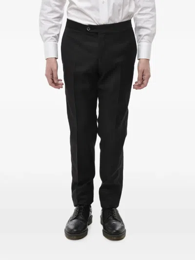 Corneliani Academy Pressed-crease Wool Tailored Trousers In Black
