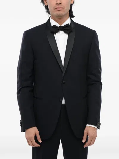 Corneliani Academy Shawl-collar Wool Jacket In Blue