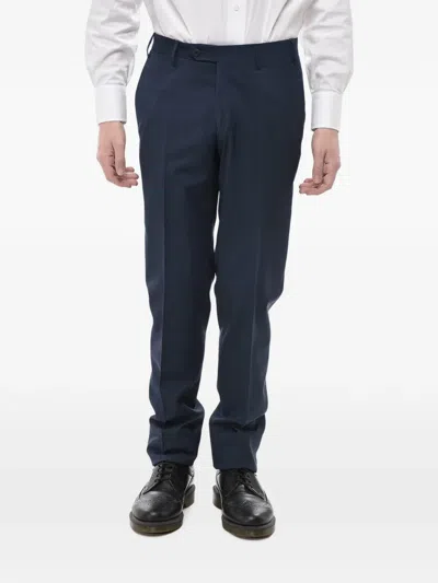 Corneliani Academy Virgin Wool Trousers In Blue
