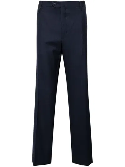 Corneliani Academy Virgin Wool Trousers In Blue
