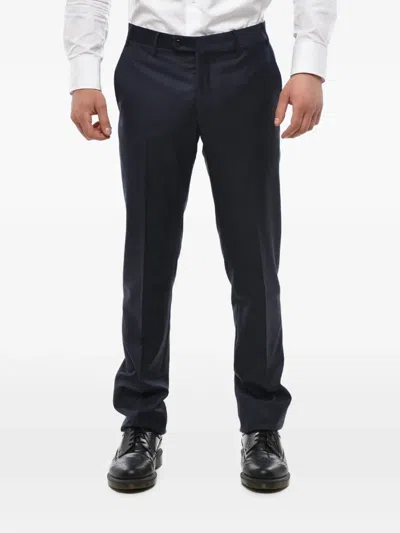 Corneliani Academy Virgin-wool Trousers In Blue