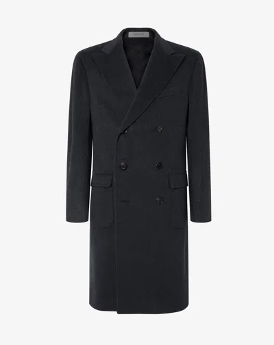 Corneliani Anthracite Grey Pure Wool Beaver Coat In Black