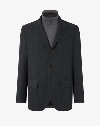 Corneliani Anthracite Grey Stretch Cashmere Wool Cover Jacket With Detachable Vest In Gray