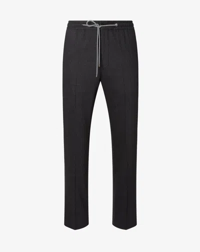 Corneliani Anthracite Grey Wool And Cashmere Flannel Trousers In Black