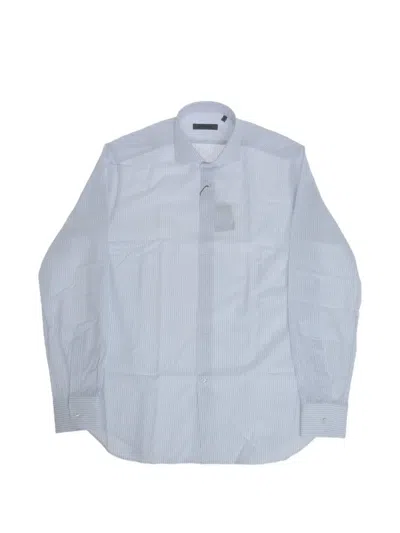 Corneliani Awning-stripe French-collar Shirt In White