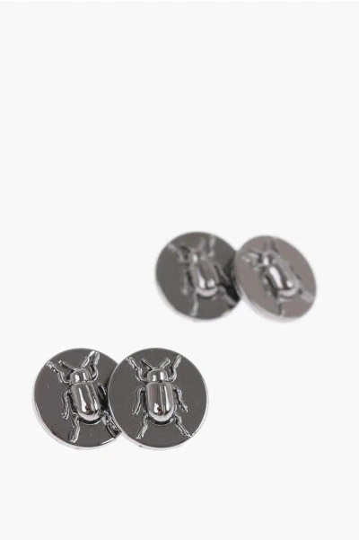 Corneliani Beetle Detail Zamack Cufflinks In Gray
