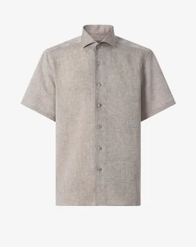 Corneliani Beige Chambray Linen Shirt In Multi