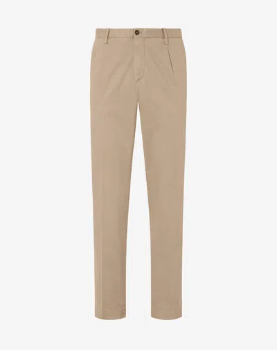 Corneliani Beige Garment-dyed Stretch Cotton Satin Trousers In Brown