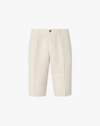 Corneliani Beige Pure Linen Bermuda Shorts In Nude