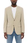 Corneliani Beige Solid Notched Lapel Blazer In Gold