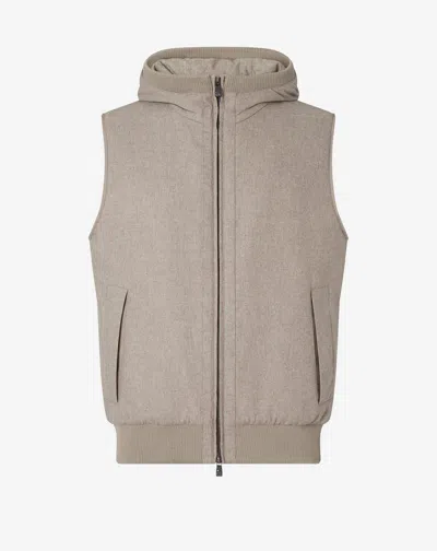 Corneliani Beige Technical Cashmere Waistcoat In Gray
