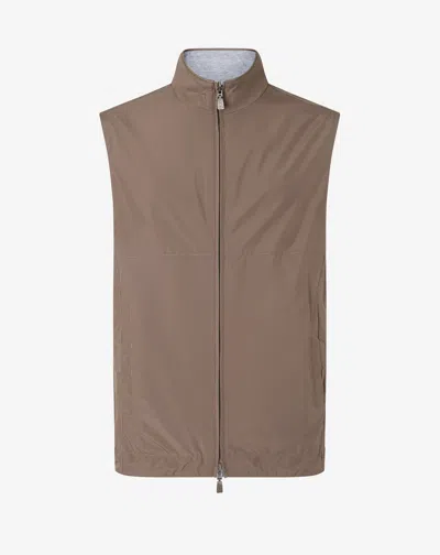 Corneliani Beige Technical Poplin Gilet In Brown