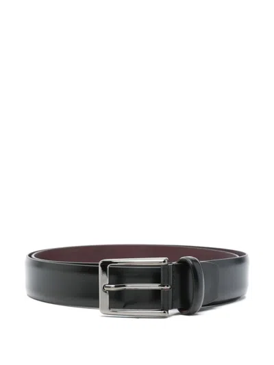 Corneliani Belt In Black With Silver-tone Hardware